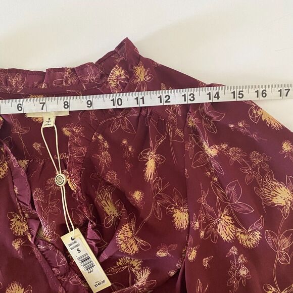 Max Studio Women's Wrap Knee Dress 3/4 Sleeve Floral Burgundy Size Small NWT - Picture 9 of 13